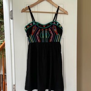 Urban Outfitters Staring At Stars Black Mini Dress with Aztec tribal embroidery